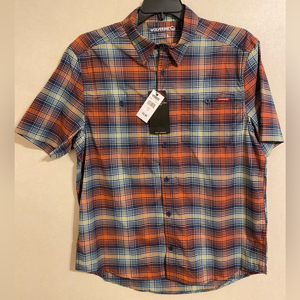 NWT Men’s Large Wolverine Plaid Button Down Shirt